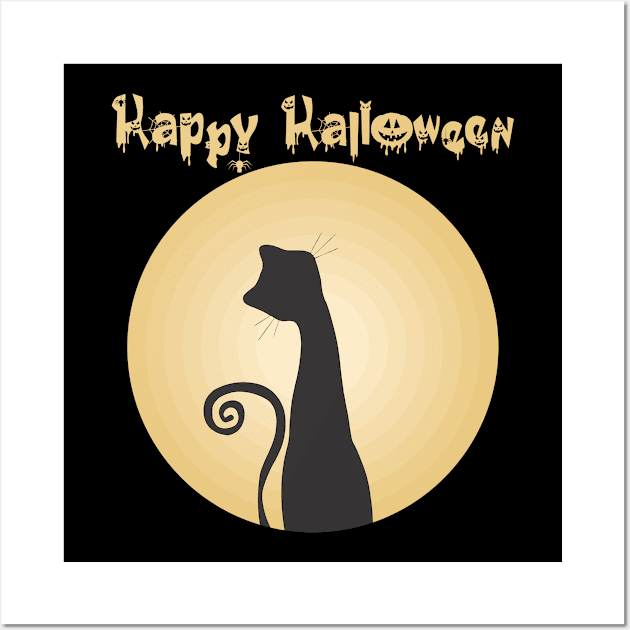 Happy Halloween cat Wall Art by area-design